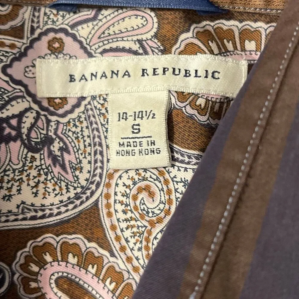 Banana Republic Men’s Blue/Brown French Cuff Dress Shirt